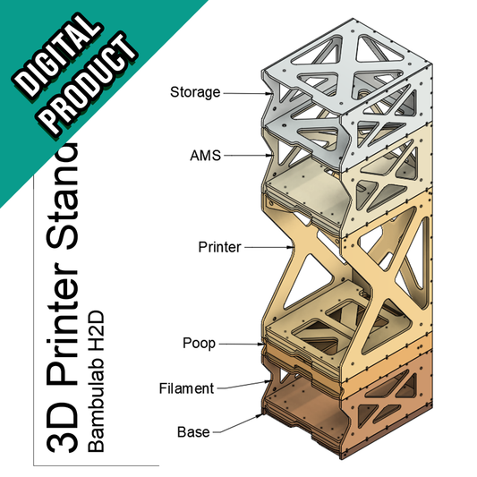 3D Printer Stand for H2D , H2C and other printer sizes (digital plans)