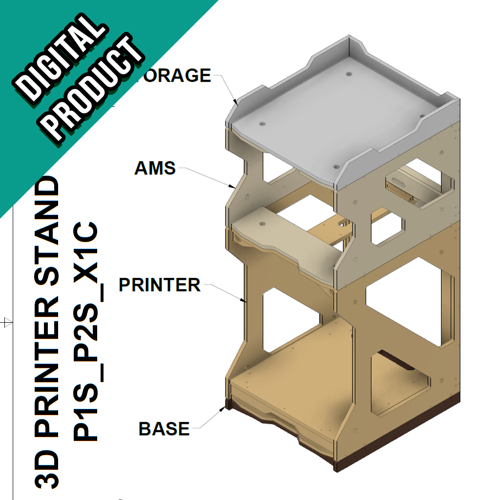 3D Printer Stand (Digital Files) BambuLab P and X size printers