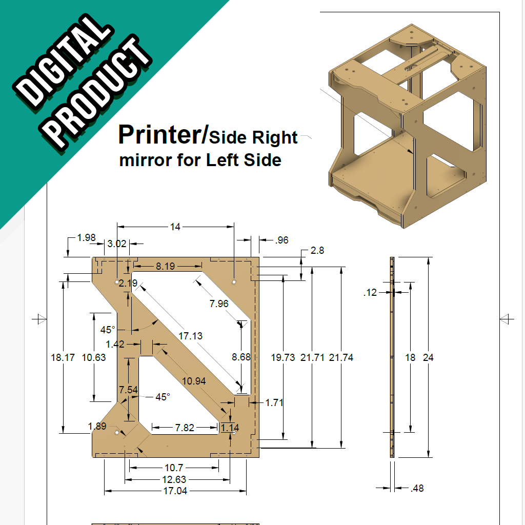 3D Printer Stand (Digital Files) BambuLab P and X size printers